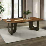 DN07140 7Pc Dining Set Kyree Collection Walnut Finish Contemporary Style By Acme Furniture