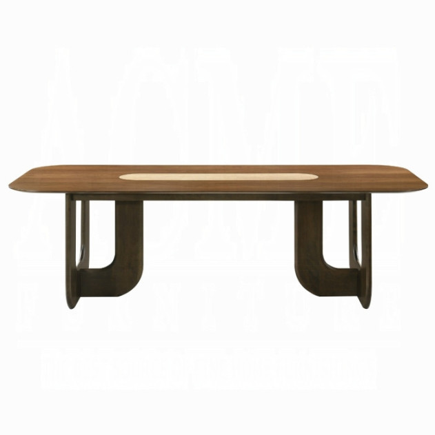DN07140 7Pc Dining Set Kyree Collection Walnut Finish Contemporary Style By Acme Furniture