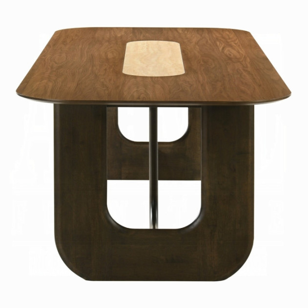DN07140 7Pc Dining Set Kyree Collection Walnut Finish Contemporary Style By Acme Furniture