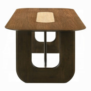 DN07140 7Pc Dining Set Kyree Collection Walnut Finish Contemporary Style By Acme Furniture