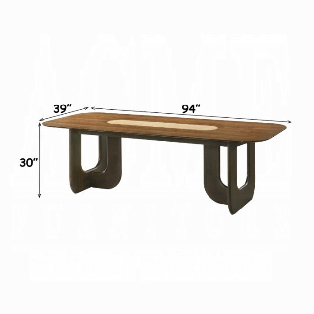 DN07140 7Pc Dining Set Kyree Collection Walnut Finish Contemporary Style By Acme Furniture