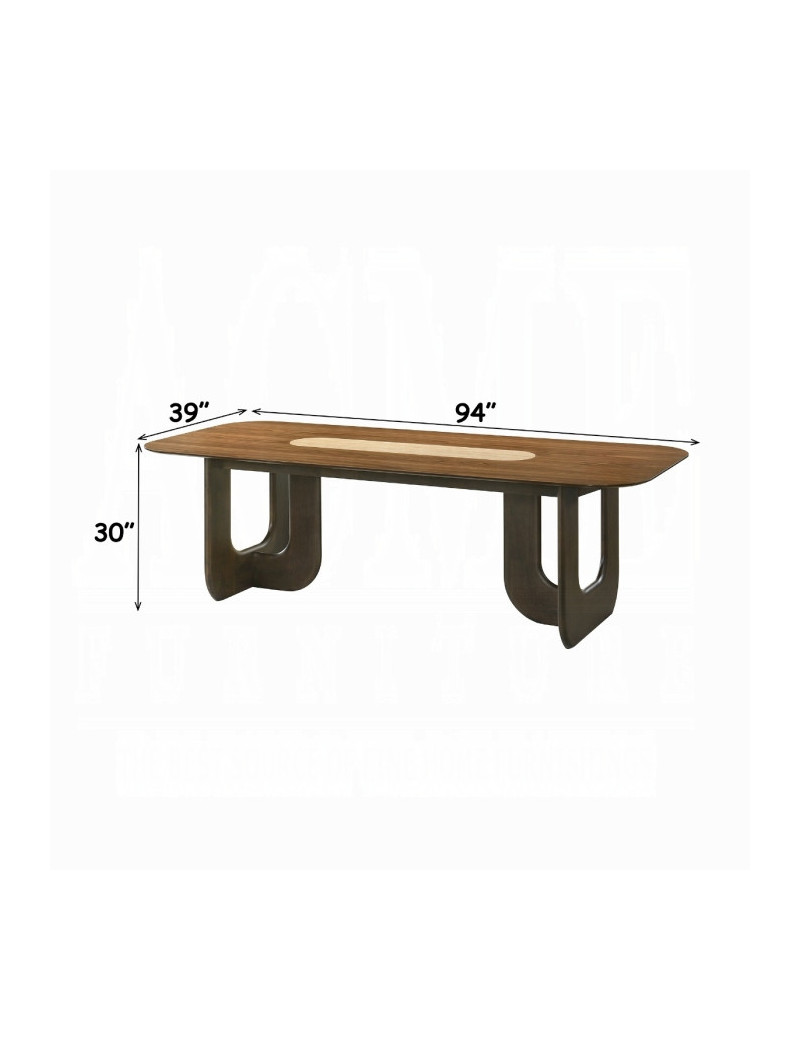 DN07140 7Pc Dining Set Kyree Collection Walnut Finish Contemporary Style By Acme Furniture
