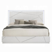 BD05882Q 5Pc Queen Bedroom Set White & Silver High Gloss Transitional Style Esther Collection By Acme Furniture