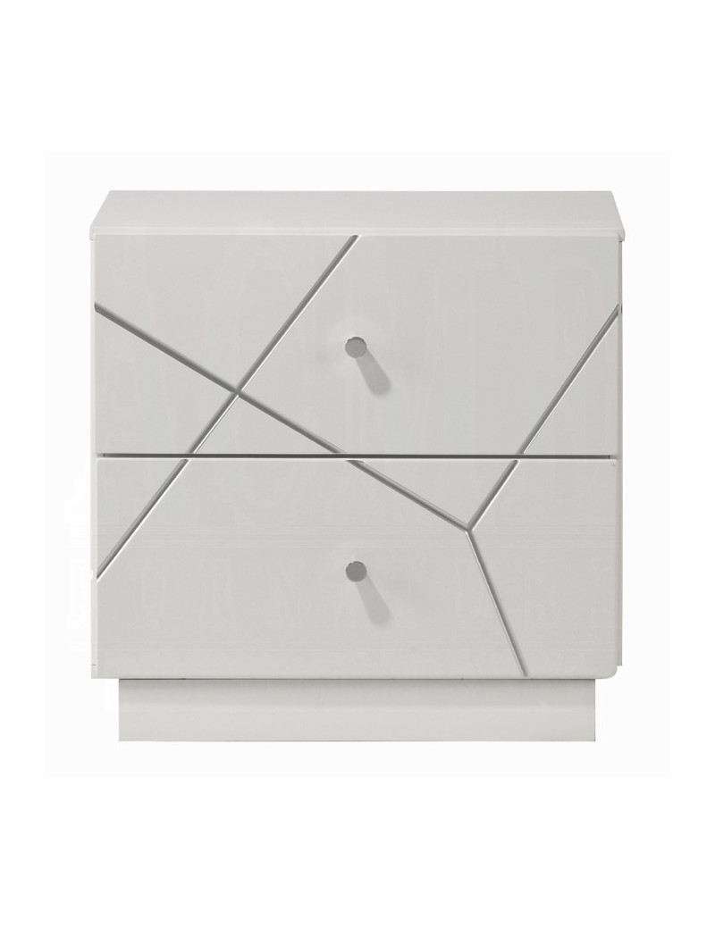 BD05882Q 5Pc Queen Bedroom Set White & Silver High Gloss Transitional Style Esther Collection By Acme Furniture