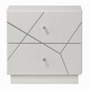 BD05882Q 5Pc Queen Bedroom Set White & Silver High Gloss Transitional Style Esther Collection By Acme Furniture