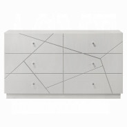 BD05882Q 5Pc Queen Bedroom Set White & Silver High Gloss Transitional Style Esther Collection By Acme Furniture