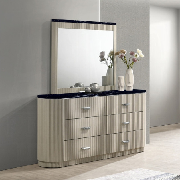 BD04882Q 5Pc Queen Bedroom Set Travonte Collection Gray Linen & Beige Transitional Style By Acme Furniture