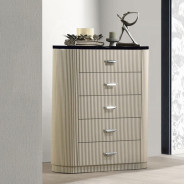 BD04882Q 5Pc Queen Bedroom Set Travonte Collection Gray Linen & Beige Transitional Style By Acme Furniture