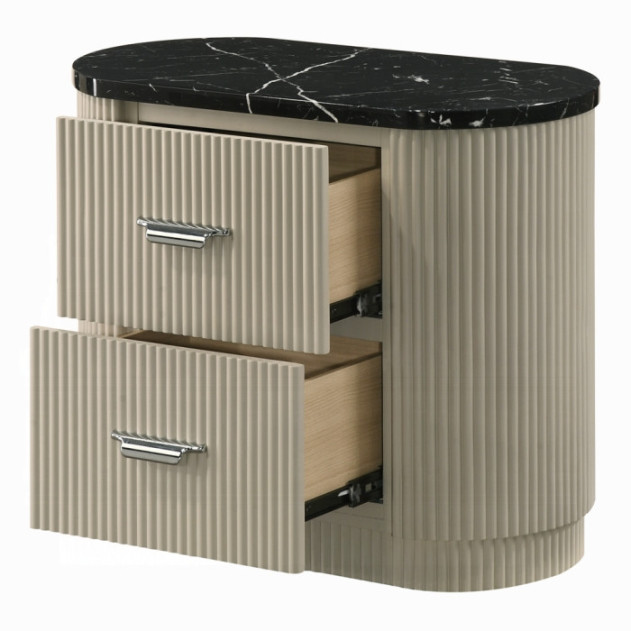 BD04882Q 5Pc Queen Bedroom Set Travonte Collection Gray Linen & Beige Transitional Style By Acme Furniture
