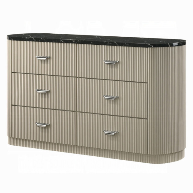 BD04882Q 5Pc Queen Bedroom Set Travonte Collection Gray Linen & Beige Transitional Style By Acme Furniture