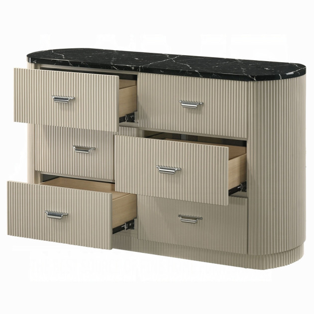 BD04882Q 5Pc Queen Bedroom Set Travonte Collection Gray Linen & Beige Transitional Style By Acme Furniture
