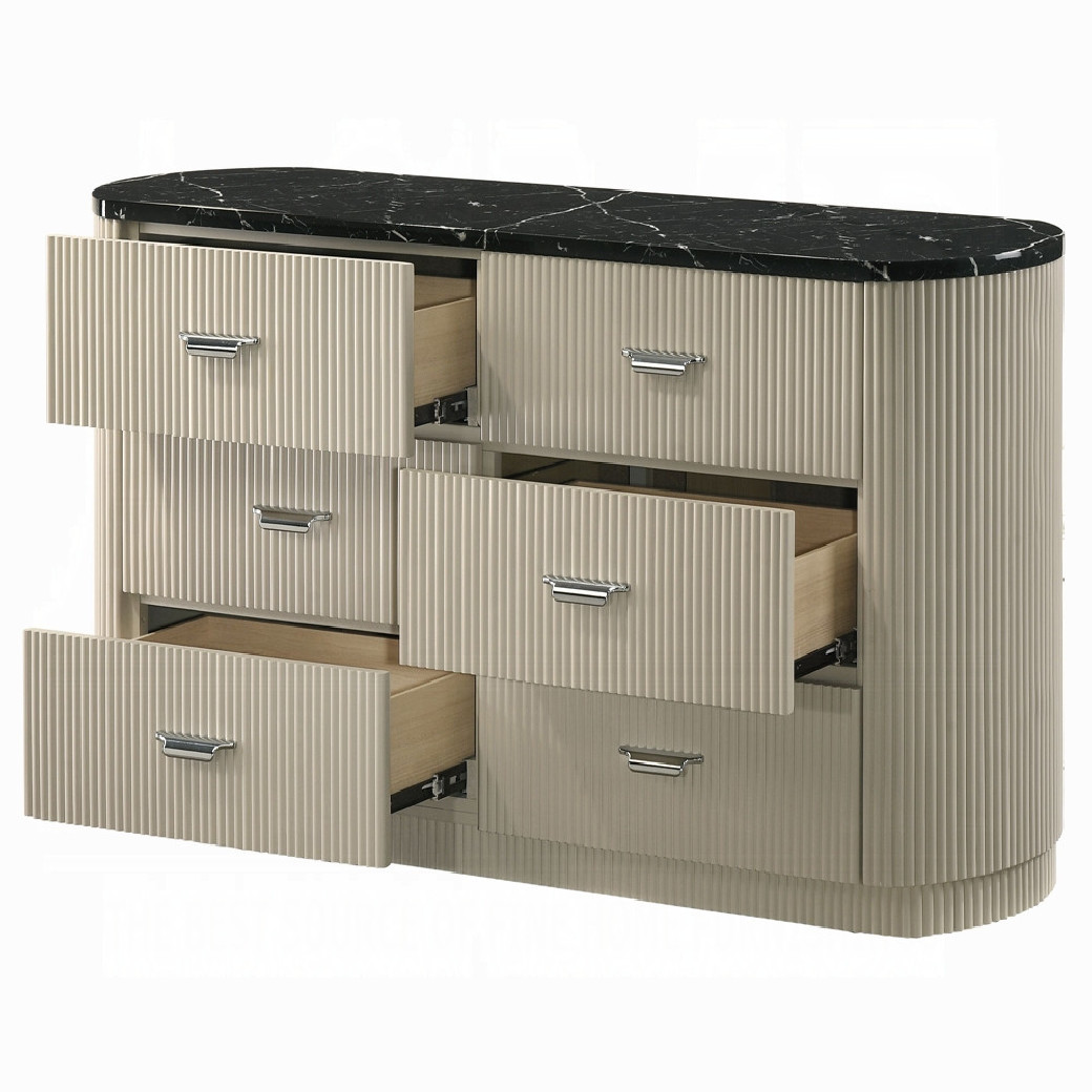 BD04882Q 5Pc Queen Bedroom Set Travonte Collection Gray Linen & Beige Transitional Style By Acme Furniture