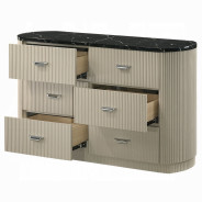 BD04882Q 5Pc Queen Bedroom Set Travonte Collection Gray Linen & Beige Transitional Style By Acme Furniture