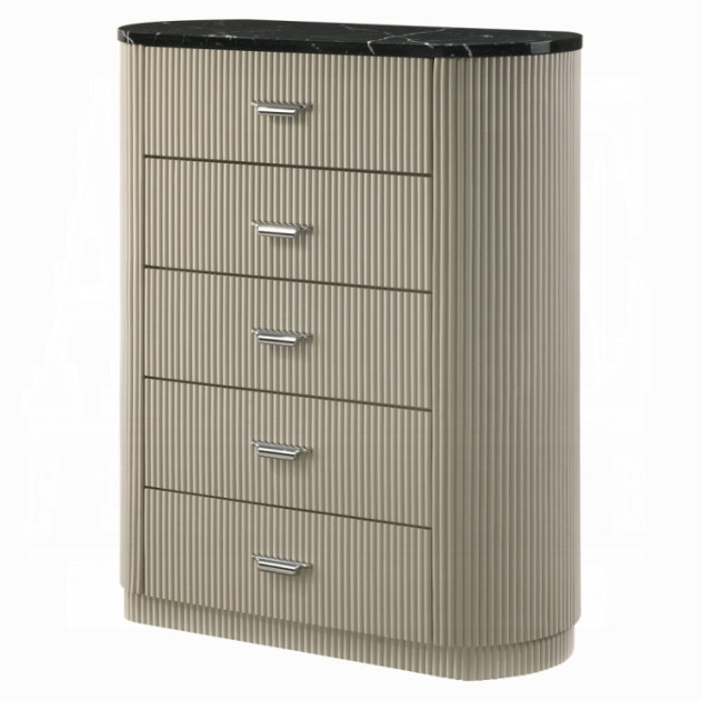 BD04882Q 5Pc Queen Bedroom Set Travonte Collection Gray Linen & Beige Transitional Style By Acme Furniture