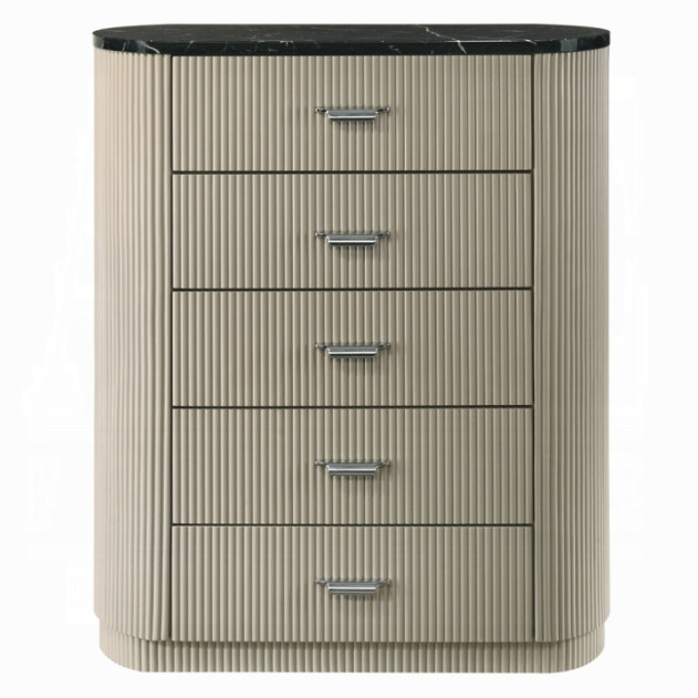 BD04882Q 5Pc Queen Bedroom Set Travonte Collection Gray Linen & Beige Transitional Style By Acme Furniture
