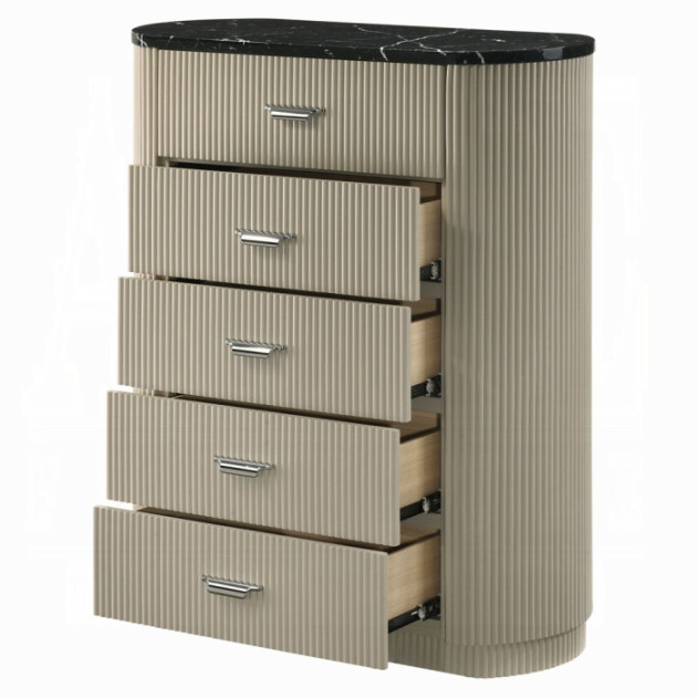 BD04882Q 5Pc Queen Bedroom Set Travonte Collection Gray Linen & Beige Transitional Style By Acme Furniture