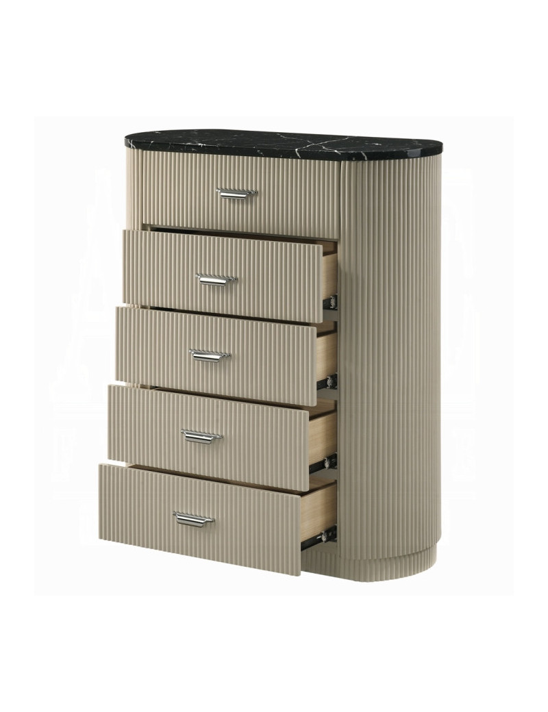BD04882Q 5Pc Queen Bedroom Set Travonte Collection Gray Linen & Beige Transitional Style By Acme Furniture