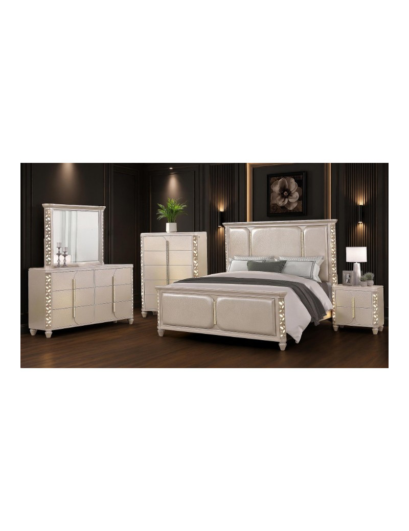 Cindrella 5PC Queen Bedroom Set Contemporary Style white Finish by Galaxy Home Furnishings