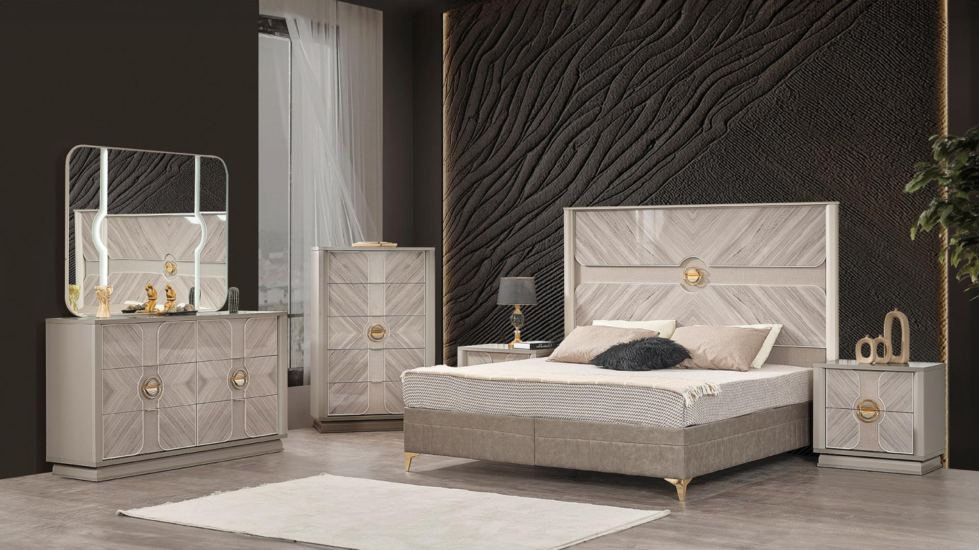 Eternity 5PC Queen Bedroom Set Contemporary Style White Finish by Galaxy Home Furnishings