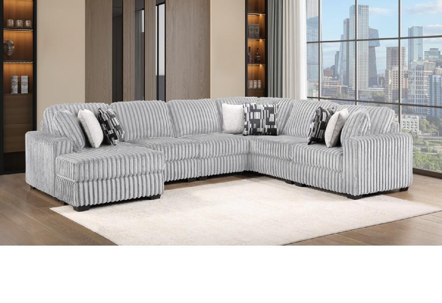 Snuggle 3Pc Sectional Grey  Fabric Contemporary Style By Galaxy Home Furnishings