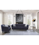 AE3806 Dark Blue Linen 2Pc Sofa & Loveseat Contemporary Style  by American Eagle Furniture