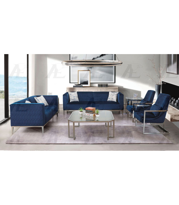 AE3802 Dark Blue Linen Sofa & Loveseat | American Eagle