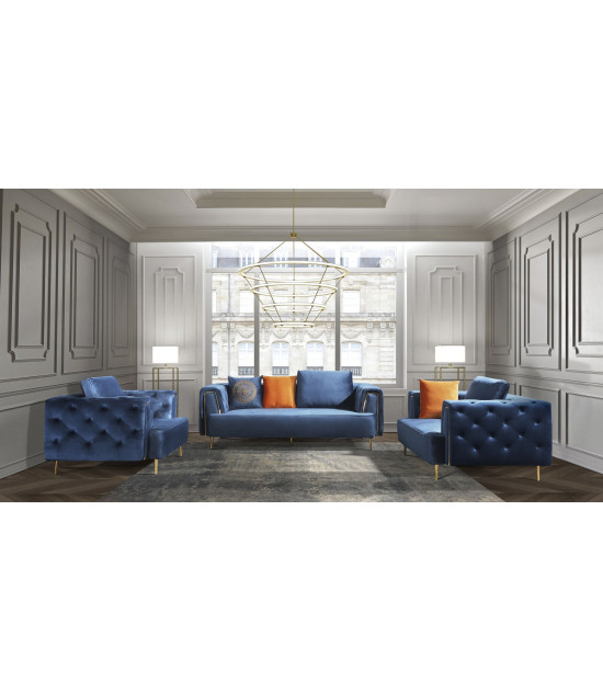 AE-D832 Royal Blue Velvet Sofa & Loveseat | American Eagle
