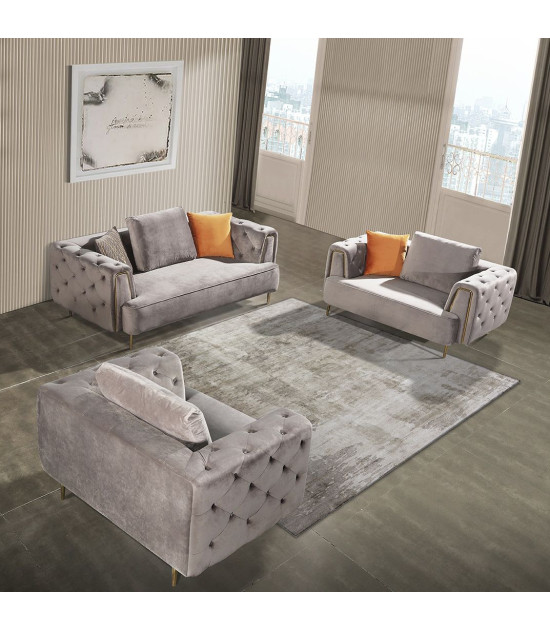 AE-D832 Gray Velvet Sofa & Loveseat | American Eagle Furniture