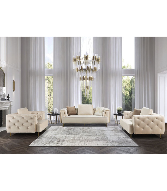 AE-D832 Contemporary Cream Velvet 2-Piece Sofa & Loveseat | American Eagle Furniture