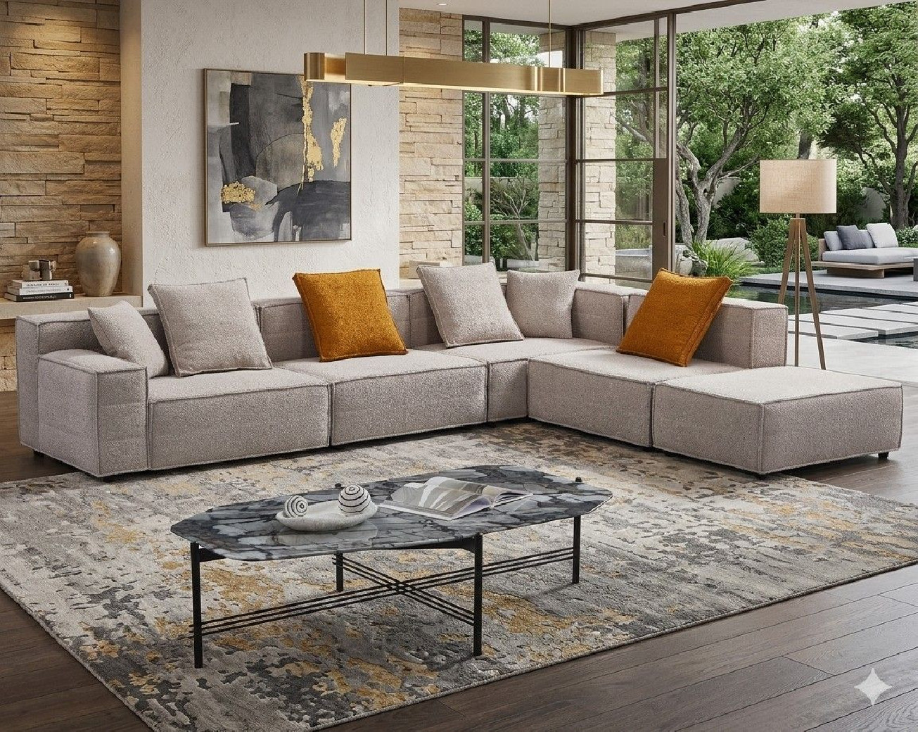 AE-Y1009-LG Light Gray Modular Sofa Set – Contemporary Style by American Eagle Furniture