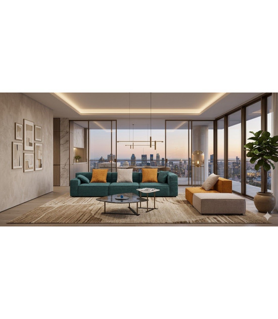 AE-Y1009-GN Green, Orange and Light Gray Modular Sofa Set Contemporary Style by American Eagle Furniture