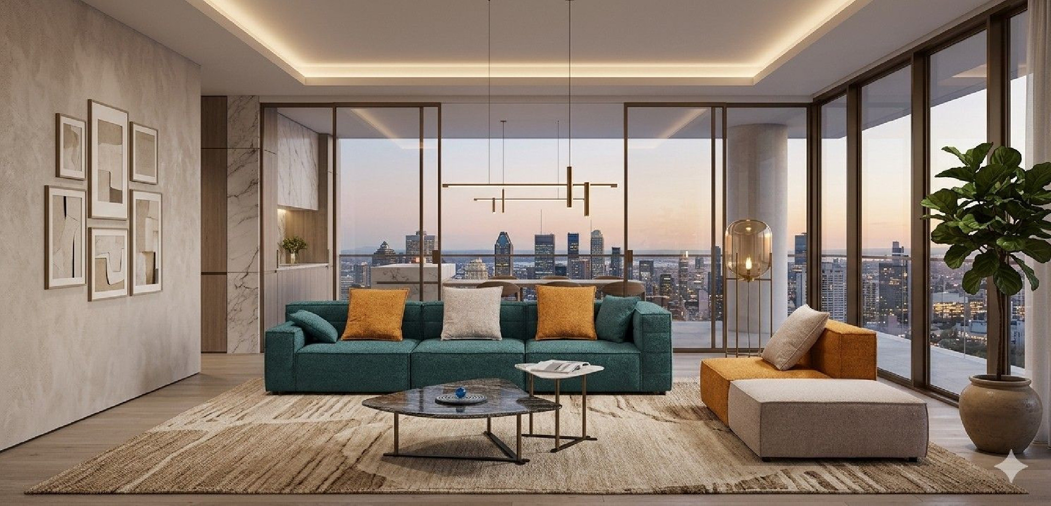 AE-Y1009-GN Green, Orange and Light Gray Modular Sofa Set Contemporary Style by American Eagle Furniture