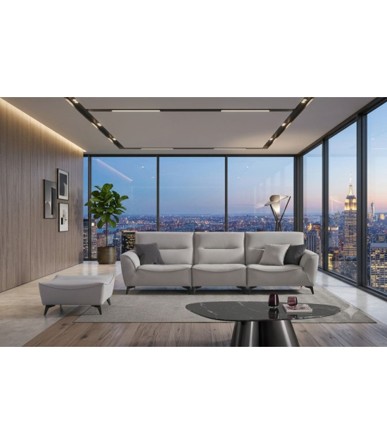 AE2376 Contemporary Light Gray Fabric Sofa with Ottoman | American Eagle