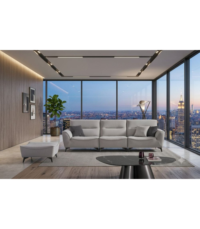 AE2376 Contemporary Light Gray Fabric Sofa with Ottoman | American Eagle