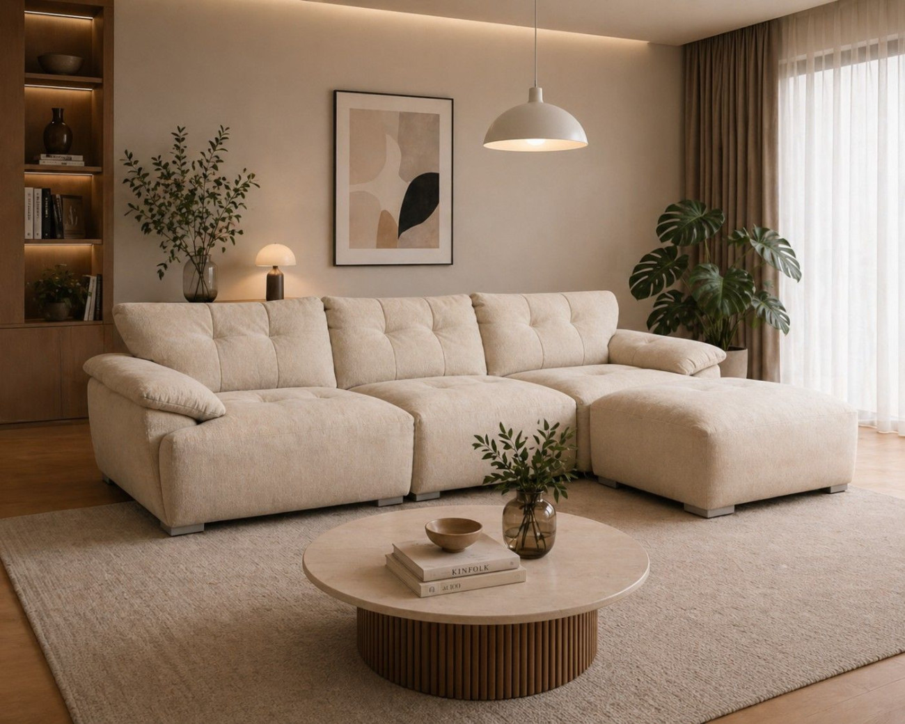 AE-LG611 Extra Long Sofa with Ottoman Contemporary Style by American Eagle Furniture