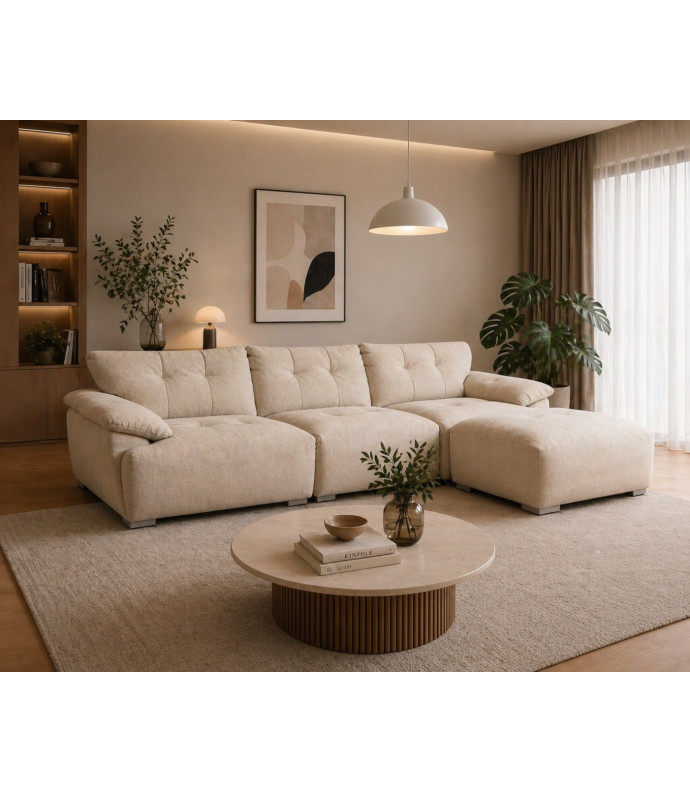 AE-LG611 Extra Long Sofa with Ottoman Contemporary Style by American Eagle Furniture
