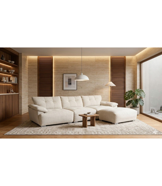 AE-LG611 Extra Long Sofa with Ottoman Contemporary Style by American Eagle Furniture