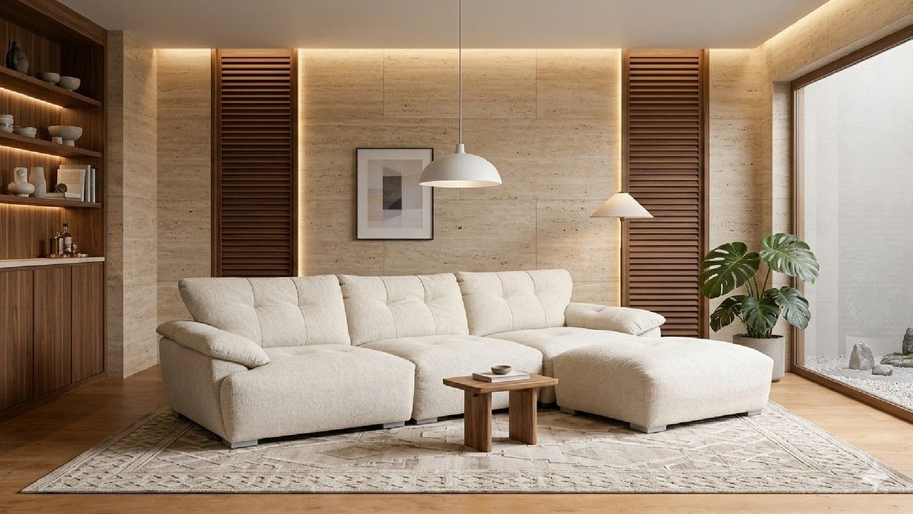 AE-LG611 Extra Long Sofa with Ottoman Contemporary Style by American Eagle Furniture