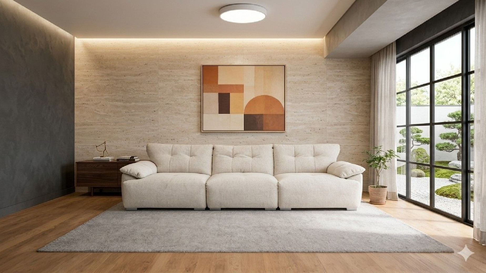 AE-LG611 Extra Long Sofa with Ottoman Contemporary Style by American Eagle Furniture