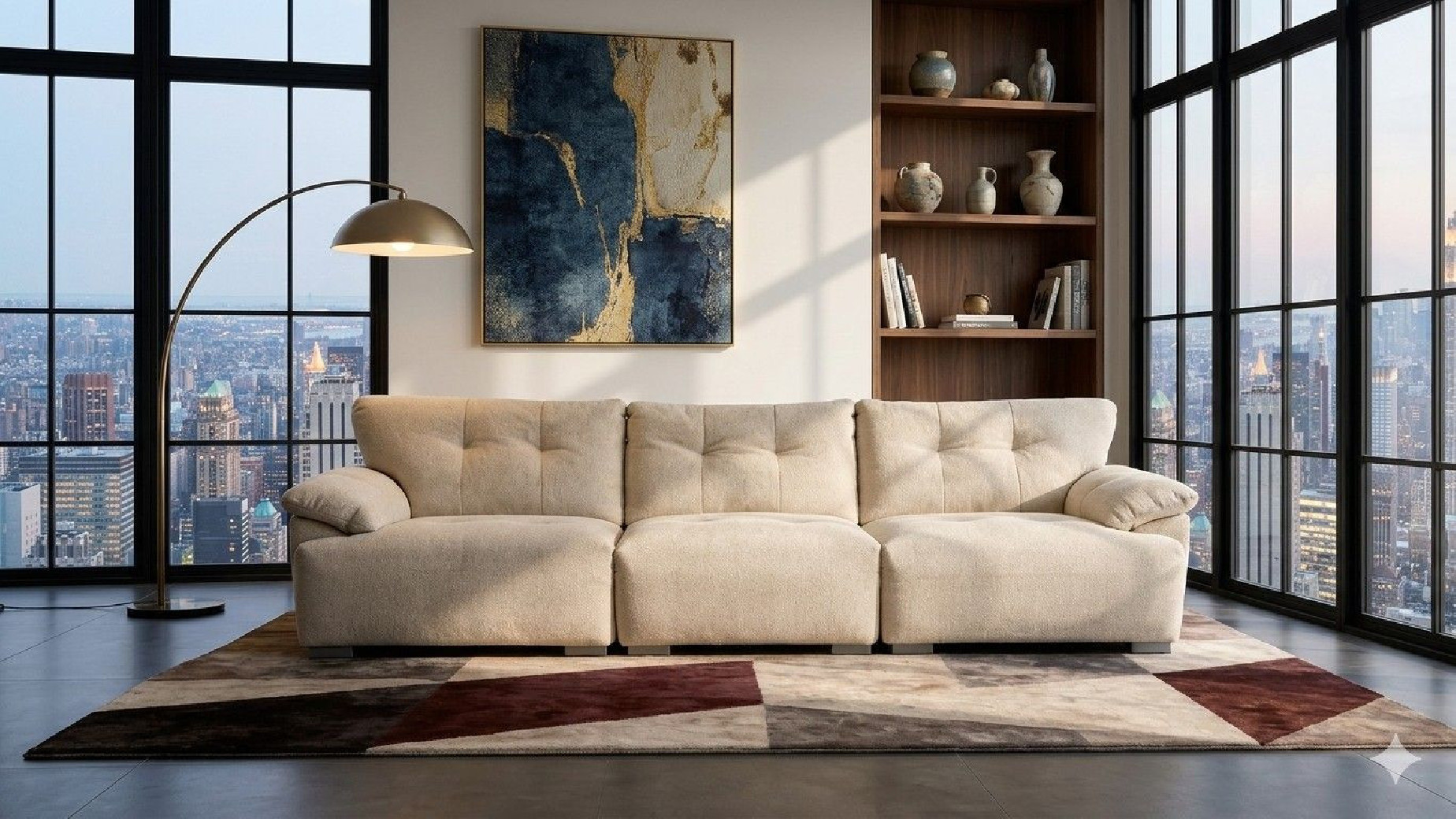 AE-LG611 Extra Long Sofa with Ottoman Contemporary Style by American Eagle Furniture