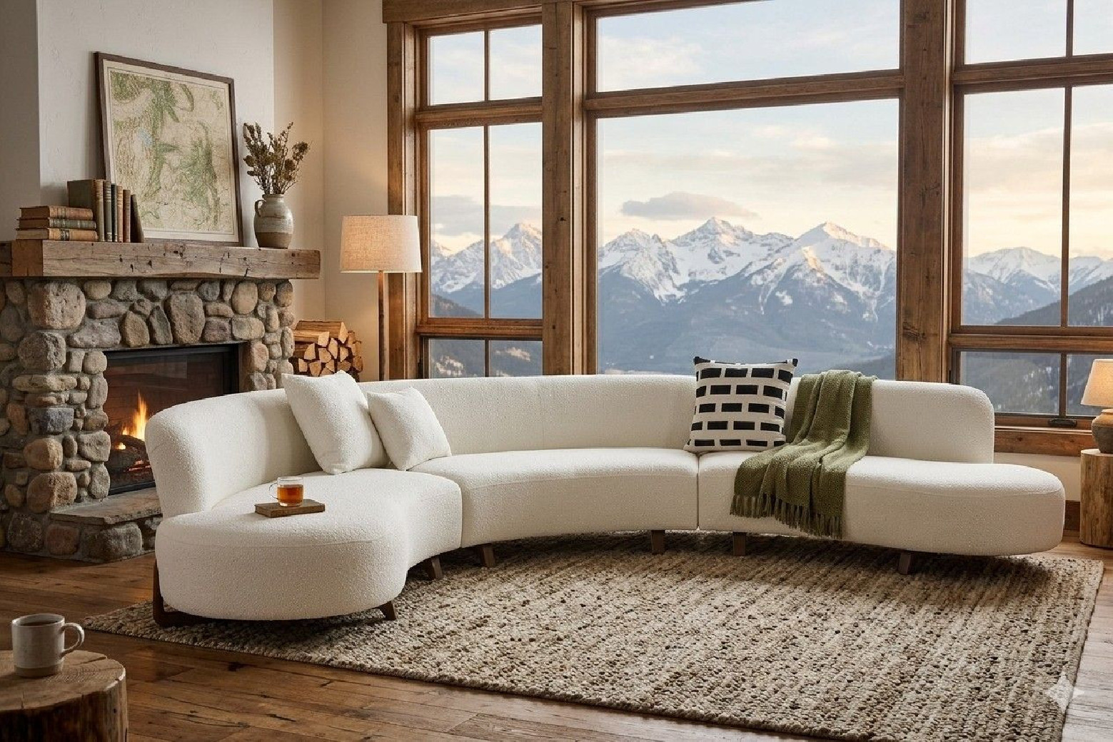 AE3809 Curved Sectional Sofa Contemporary Style by American Eagle Furniture