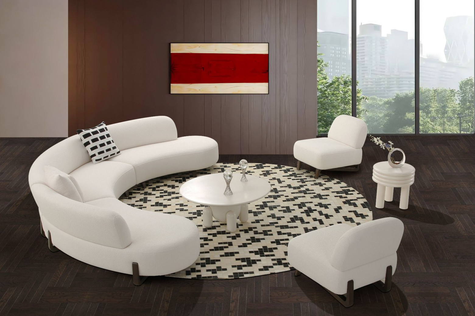 AE3809 Curved Sectional Sofa Contemporary Style by American Eagle Furniture