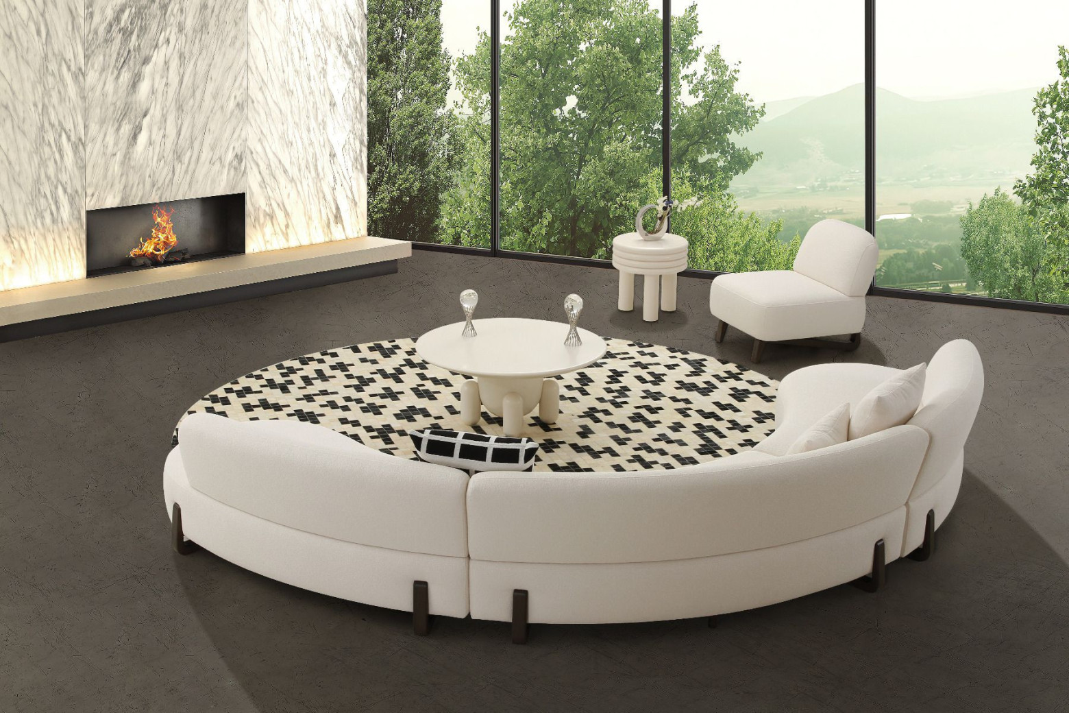 AE3809 Curved Sectional Sofa Contemporary Style by American Eagle Furniture