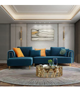 AE-LD831R 3 Piece Royal Blue Velvet Right Side Sitting Sectional Contemporary Style by American Eagle Furniture