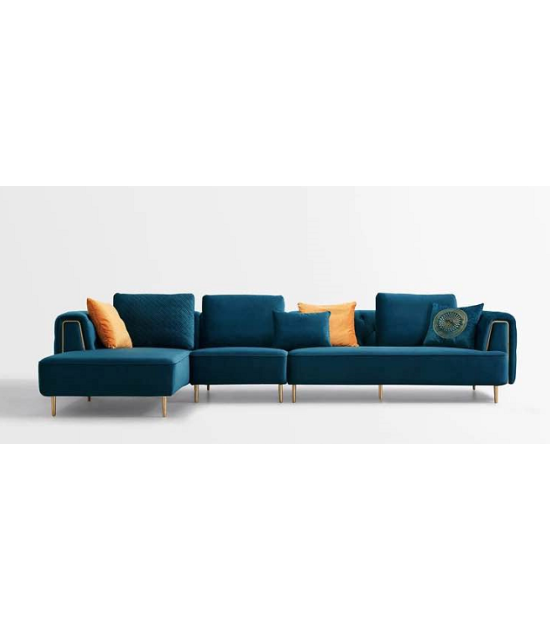 AE-LD831R 3 Piece Royal Blue Velvet Right Side Sitting Sectional Contemporary Style by American Eagle Furniture