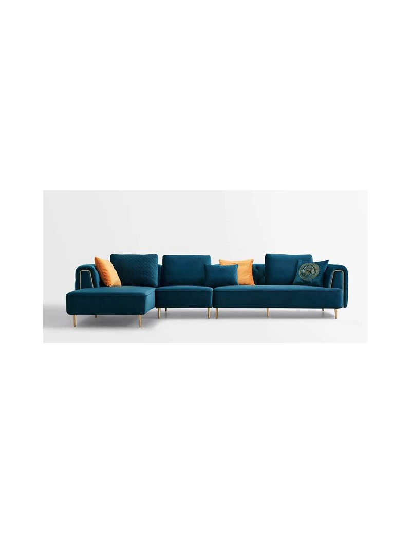 AE-LD831R 3 Piece Royal Blue Velvet Right Side Sitting Sectional Contemporary Style by American Eagle Furniture