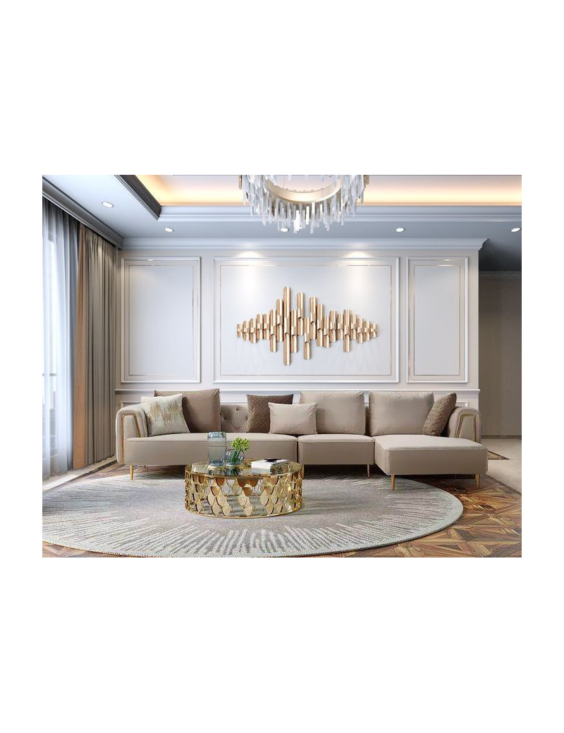 AE-LD831L 3 Piece Cream Velvet Left Side Sitting Sectional Contemporary Style by American Eagle Furniture
