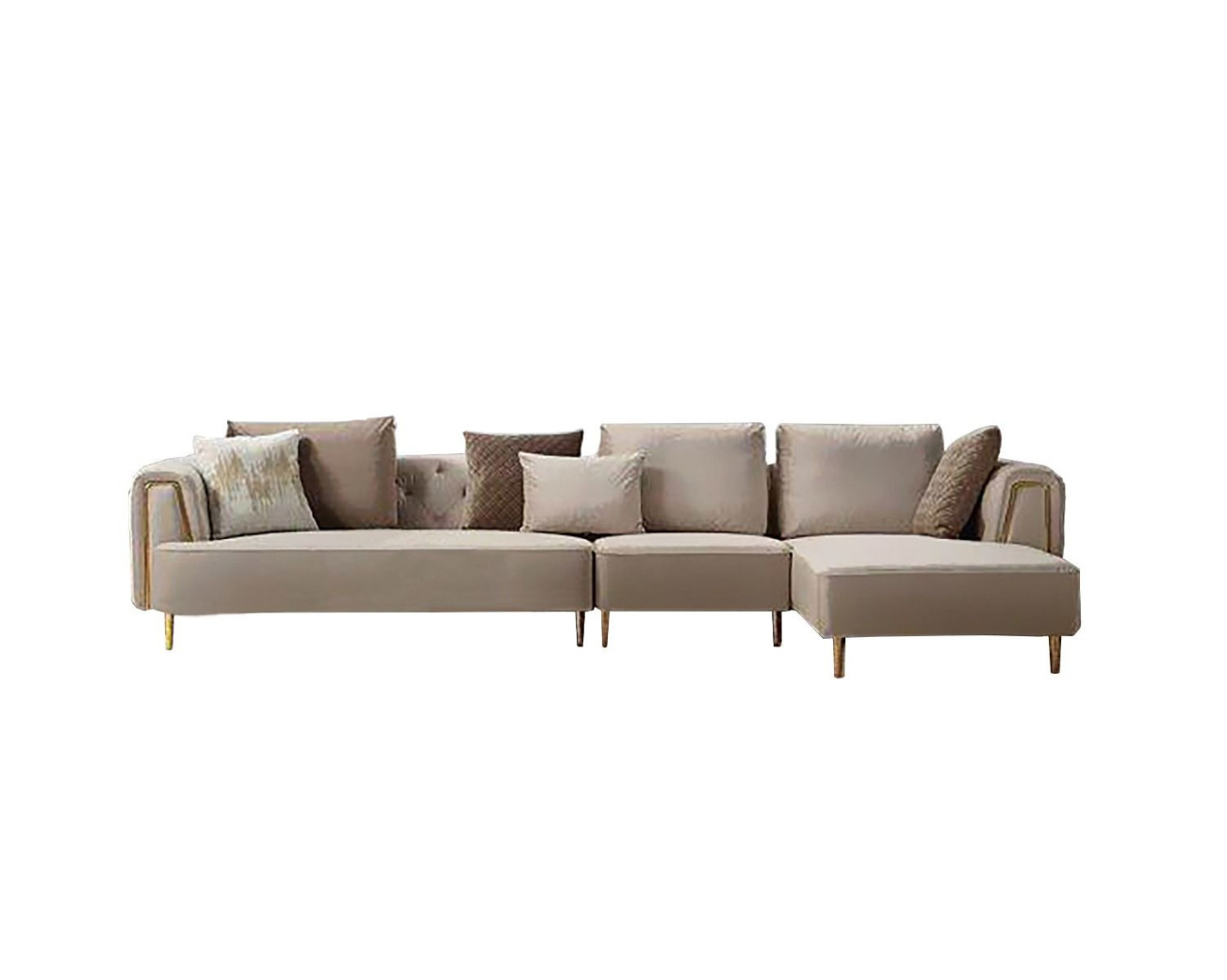 AE-LD831L 3 Piece Cream Velvet Left Side Sitting Sectional Contemporary Style by American Eagle Furniture