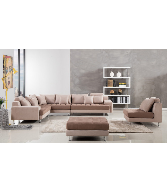 AE-L382 Light Brown Microfiber Sectional - Right Sitting Contemporary Style by American Eagle Furniture
