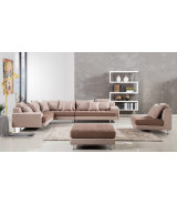 AE-L382 Light Brown Microfiber Sectional - Right Sitting Contemporary Style by American Eagle Furniture